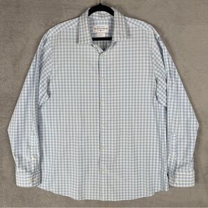Mizzen+Main Leeward Button‎ Up Shirt Men's 2XL Trim Fit Light Blue Gingham Check
